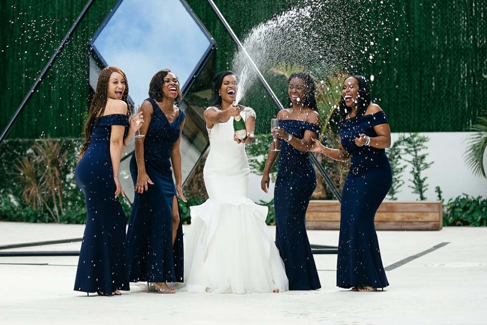 five women celebrating a wedding