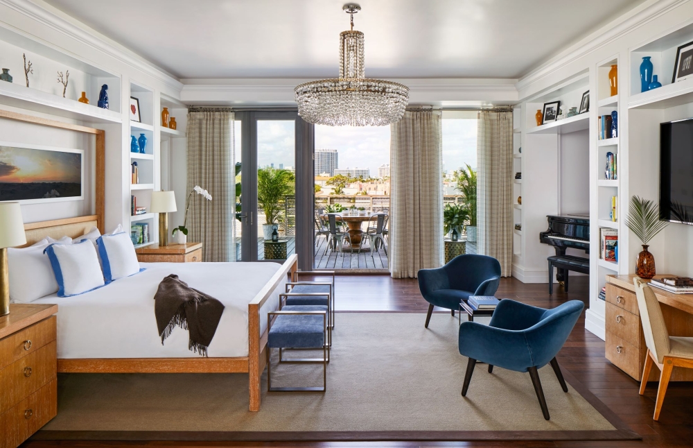 suite with chandelier