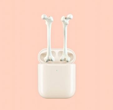 bones coming out of ear pods container