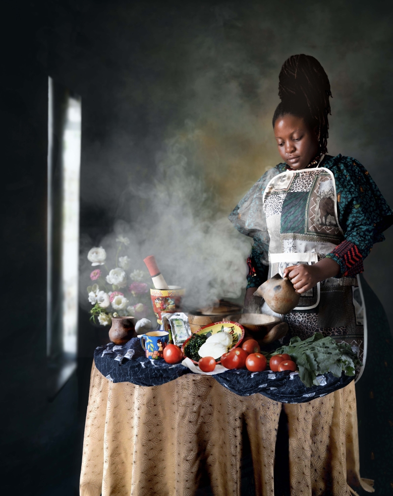 a woman cooking 