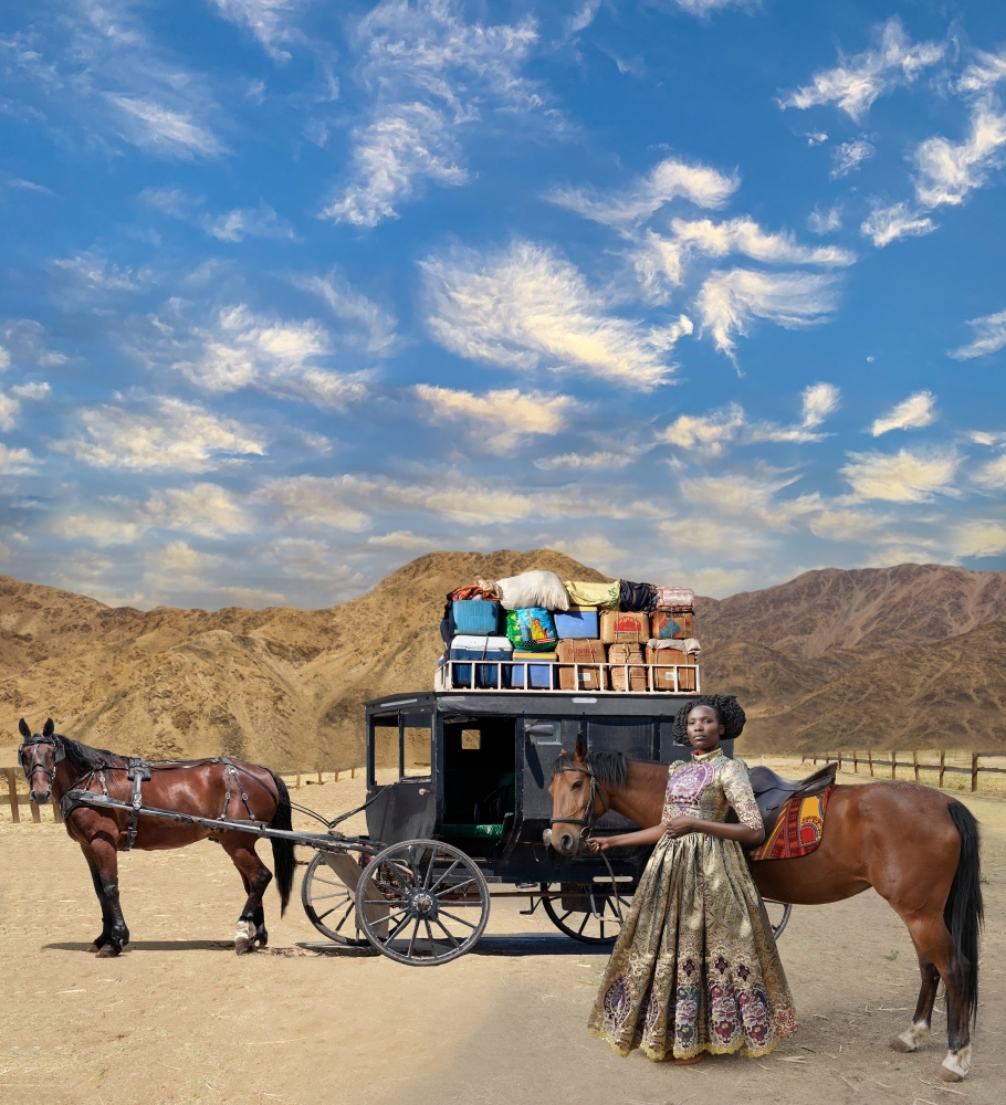 woman with horses and carriage