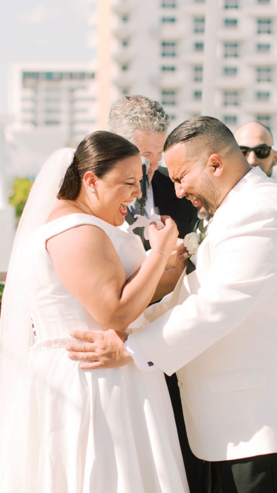 bride and groom being married