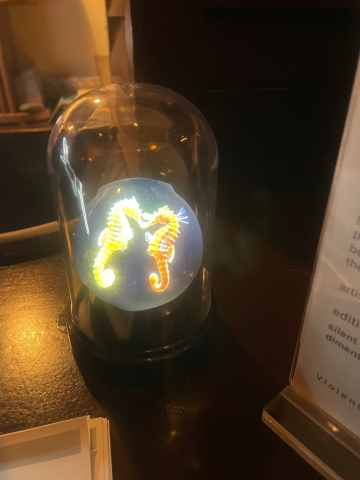 Seashorse image in glass case