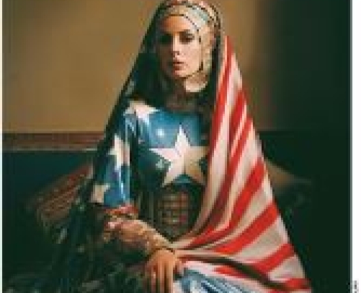 woman wearing an american flag outfit