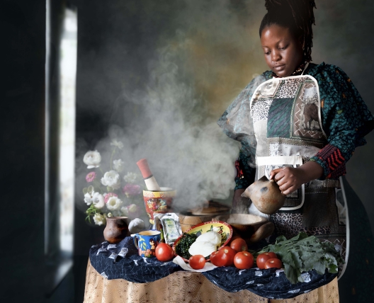 a woman cooking 
