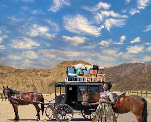 woman with horses and carriage