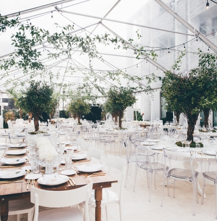 atrium decorated for an event